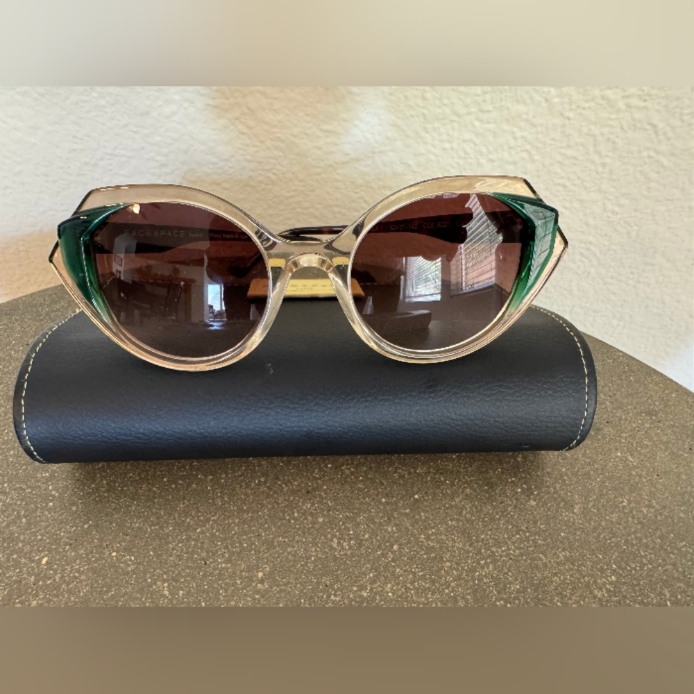 Elegant Gold and Green Sunglasses Face A Face